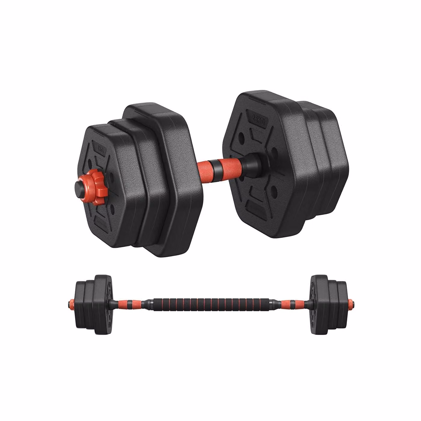 Set di Manubri con Barra di Collegamento, Nero Inchiostro / 10 kg
