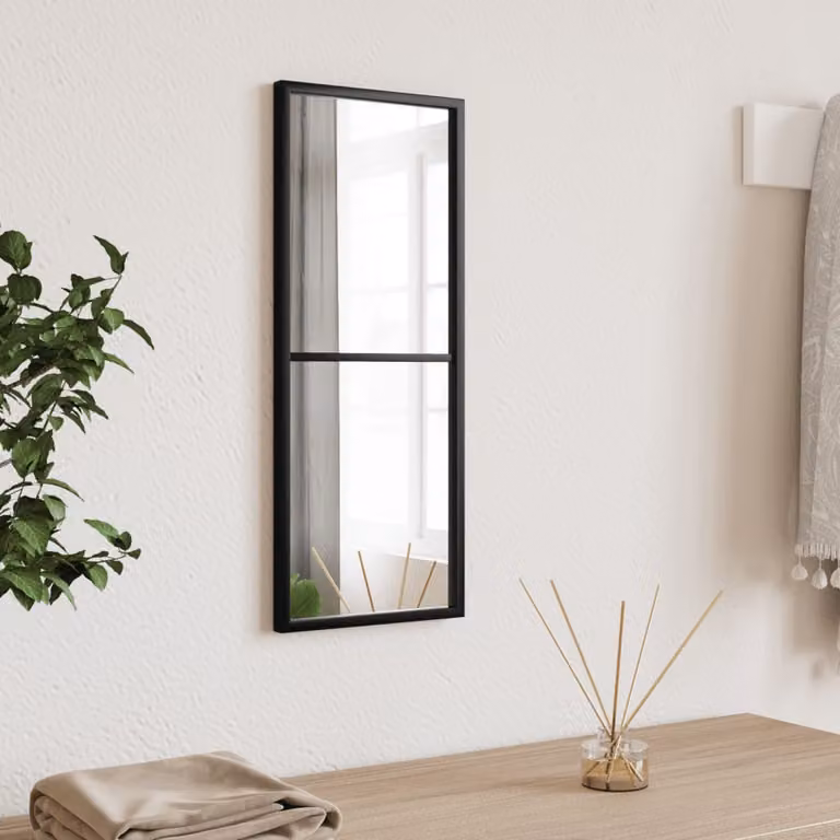 Specchio da parete rettangolare vidaXL in metallo e vetro nero L: 50 cm, H: 20 cm