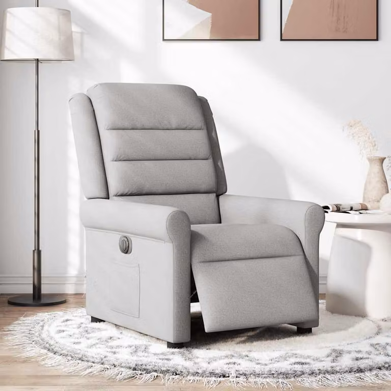 vidaXL Poltrona Elettrica Reclinabile Grigio Nuvola in Tessuto