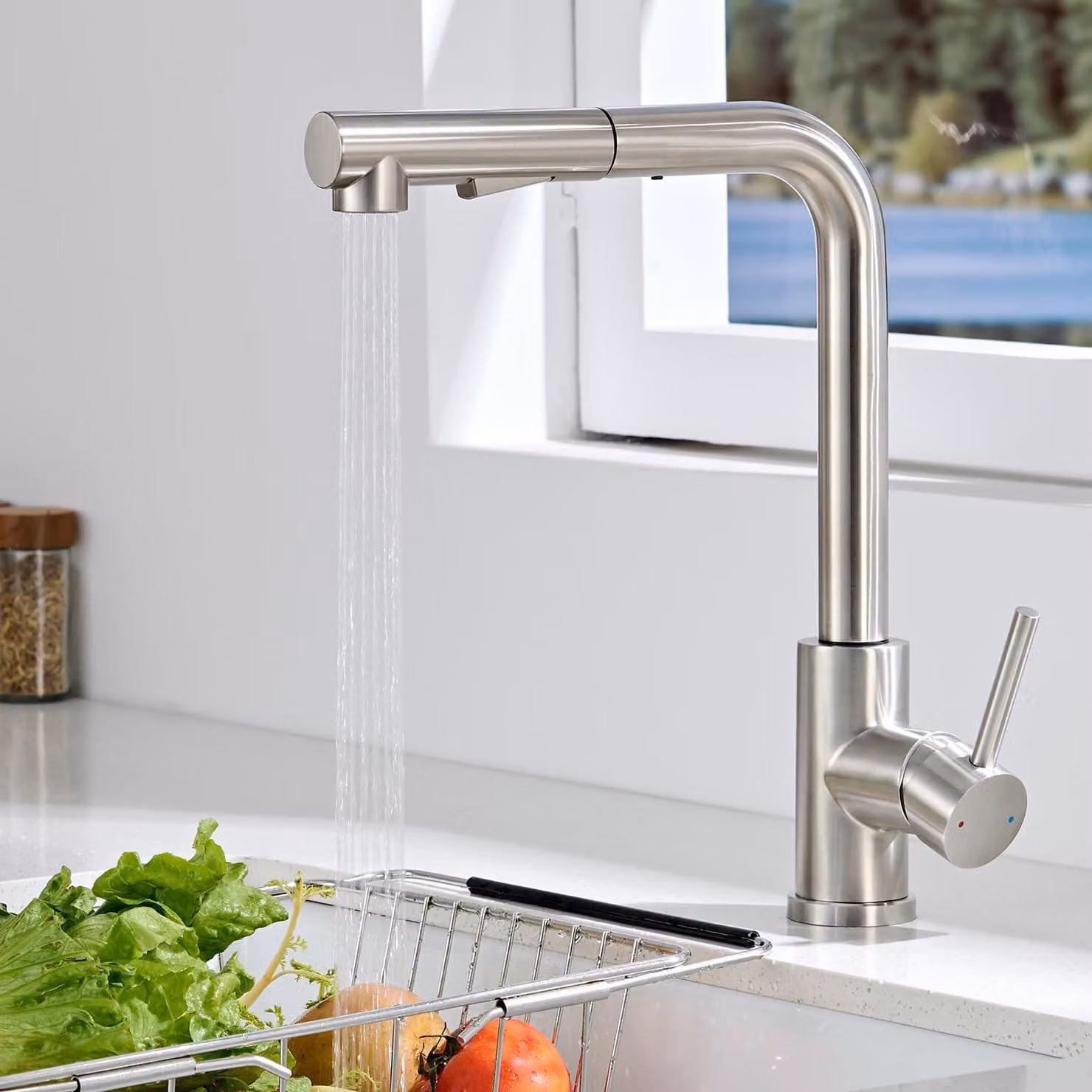 Solidchoice - Rubinetto da cucina estraibile con doccetta e bocchetta girevole a 360°