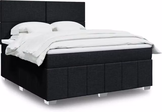 Letto Ibrido Moderno vidaXL con Materasso Nero e Struttura in Legno e Tessuto L/P: 180 x 200 cm – 1