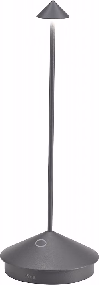 Lampada a led da tavolo Pina Pro Grigio Scuro ricaricabile e dimmerabile senza fili Zafferano