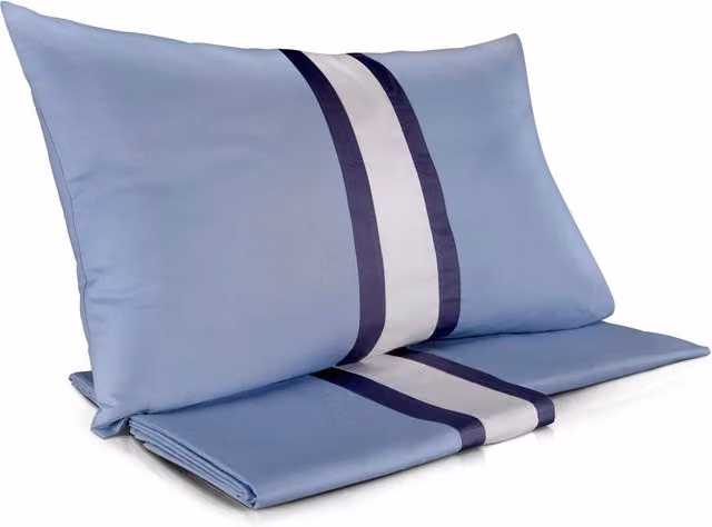 Set Copripiumino Matrimoniale Mitera Prealpi e Beach in Cotone Blu con Lenzuolo e Federe