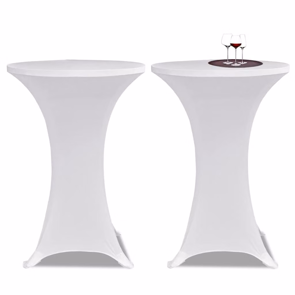 Set di 2 copritavoli vidaXL in tessuto elastico bianco per adulti, diametro 60 cm