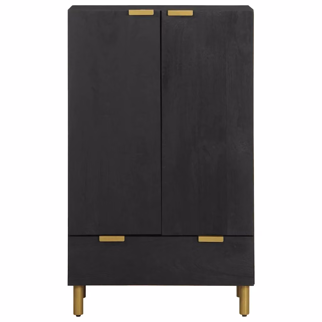 Credenza moderna vidaXL in legno di mango e metallo nera da appendere al muro L: 60 cm, P: 33 cm, H: 100 cm – 2