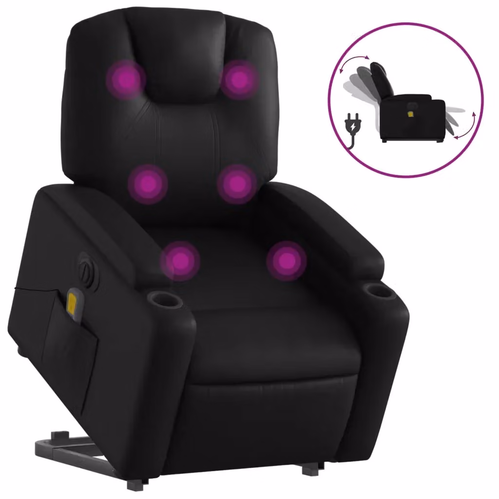 Poltrona Alzapersona Massaggiante Elettrica vidaXL in Similpelle Nera – 2