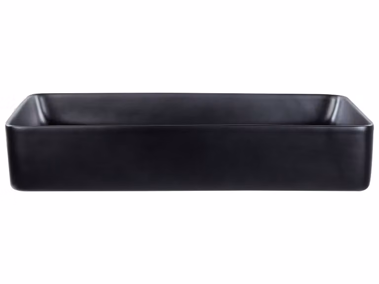 BELIANI Lavabo da appoggio in Vetroceramica nera 61 x 35 cm superficie opaca forma rettangolare bagno stile moderno