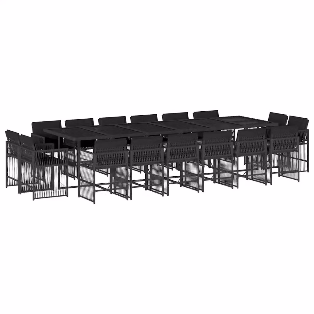 Set da pranzo da giardino vidaXL in polyrattan nero con cuscini e tavolo in vetro 17 pezzi – 2