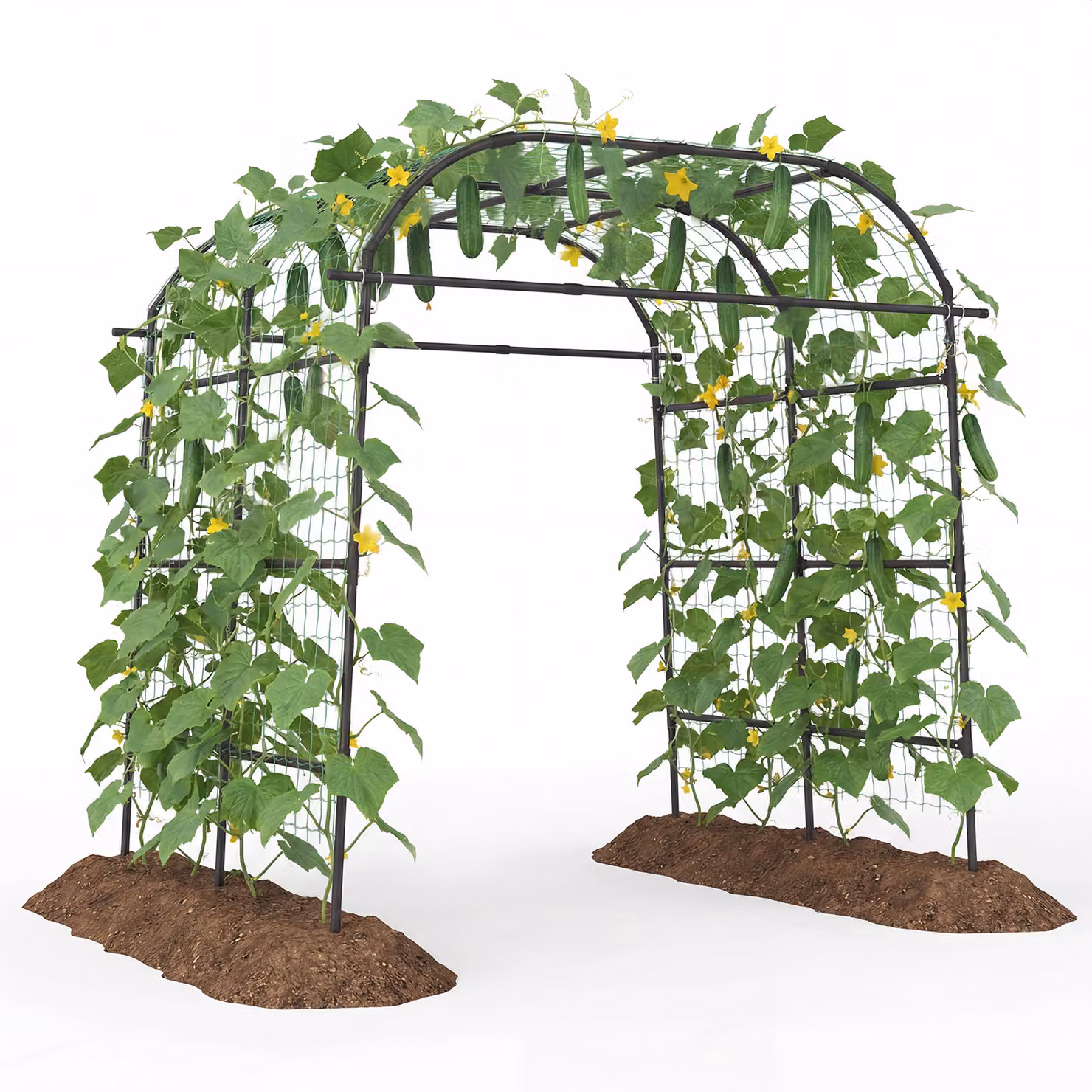 Traliccio ad arco per rampicanti Costway in acciaio nero con rete per giardino ornamentale