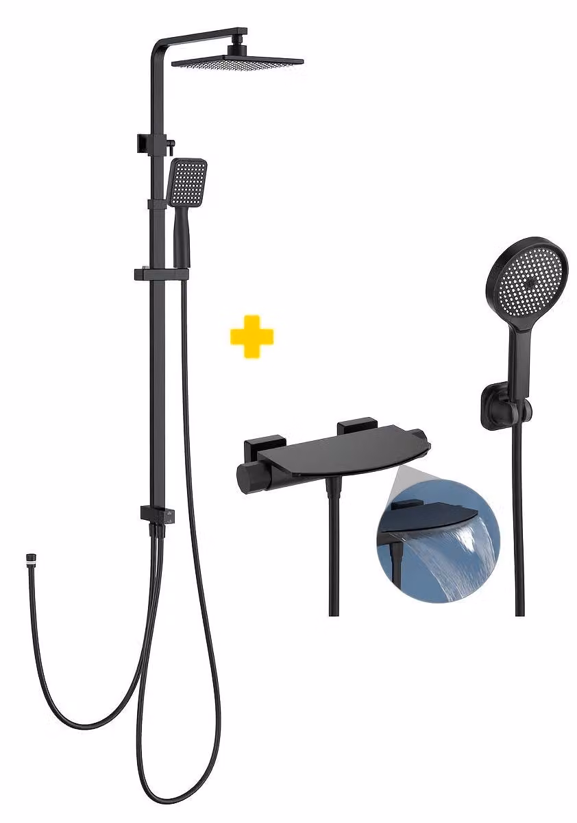 Sistema doccia completo - Miscelatore termostatico - Set doccia - Miscelatore per vasca - Doccetta - Rame
