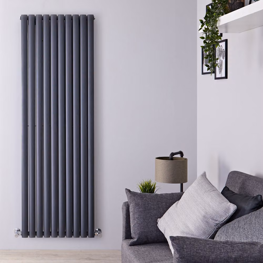 Radiatore Verticale Doppio di Design Antracite 1780x590mm 1830W Termosifone Moderno - Revive