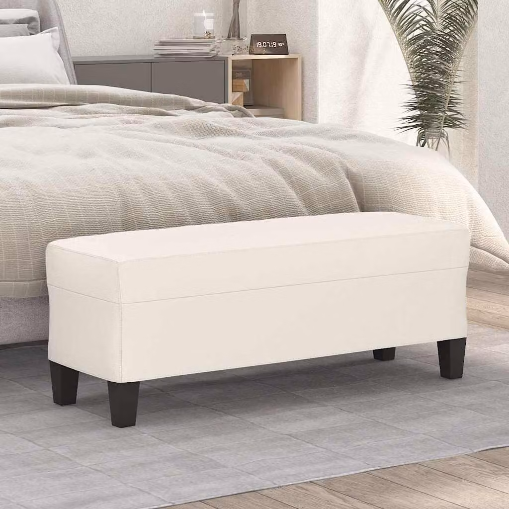 Panca moderna vidaXL in similpelle color crema, L 100 x P 35 x H 41 cm