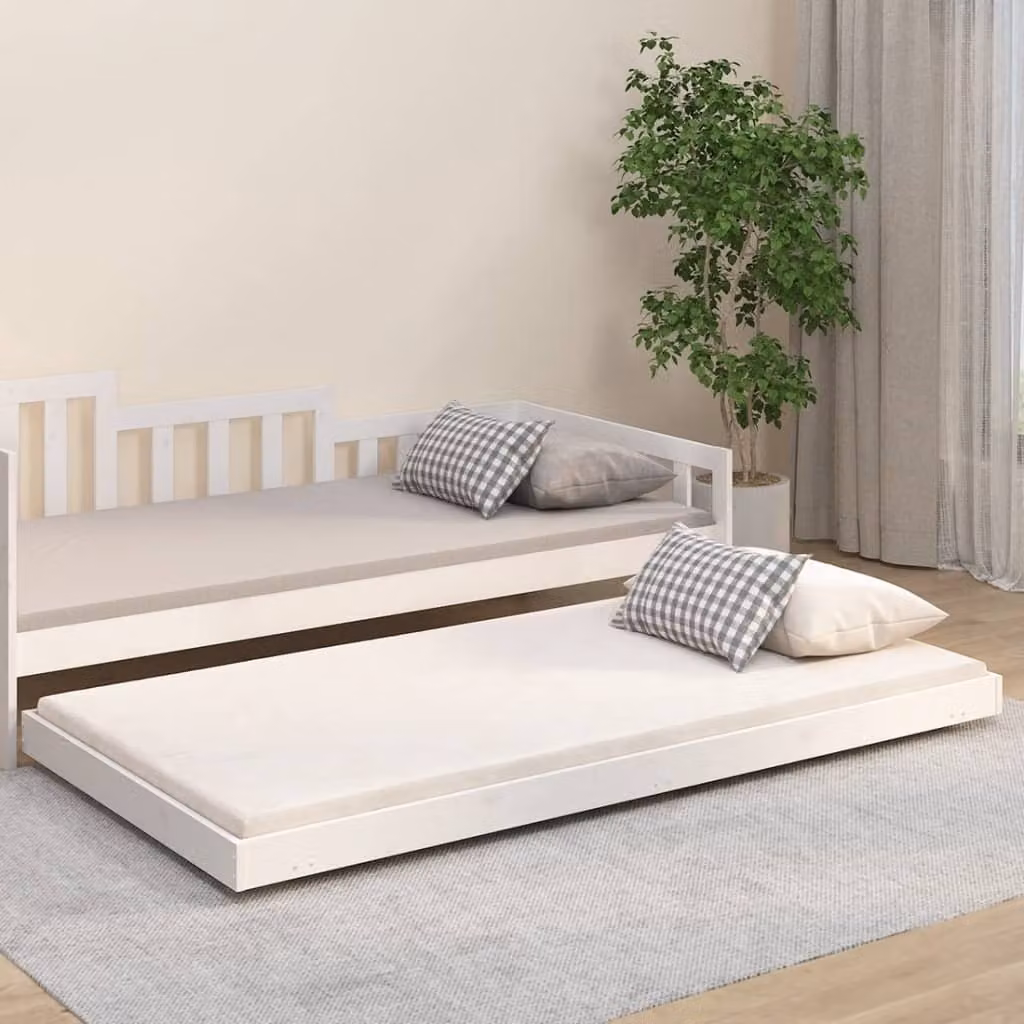 The Living Store Letto in legno massiccio bianco 100x200 cm pino