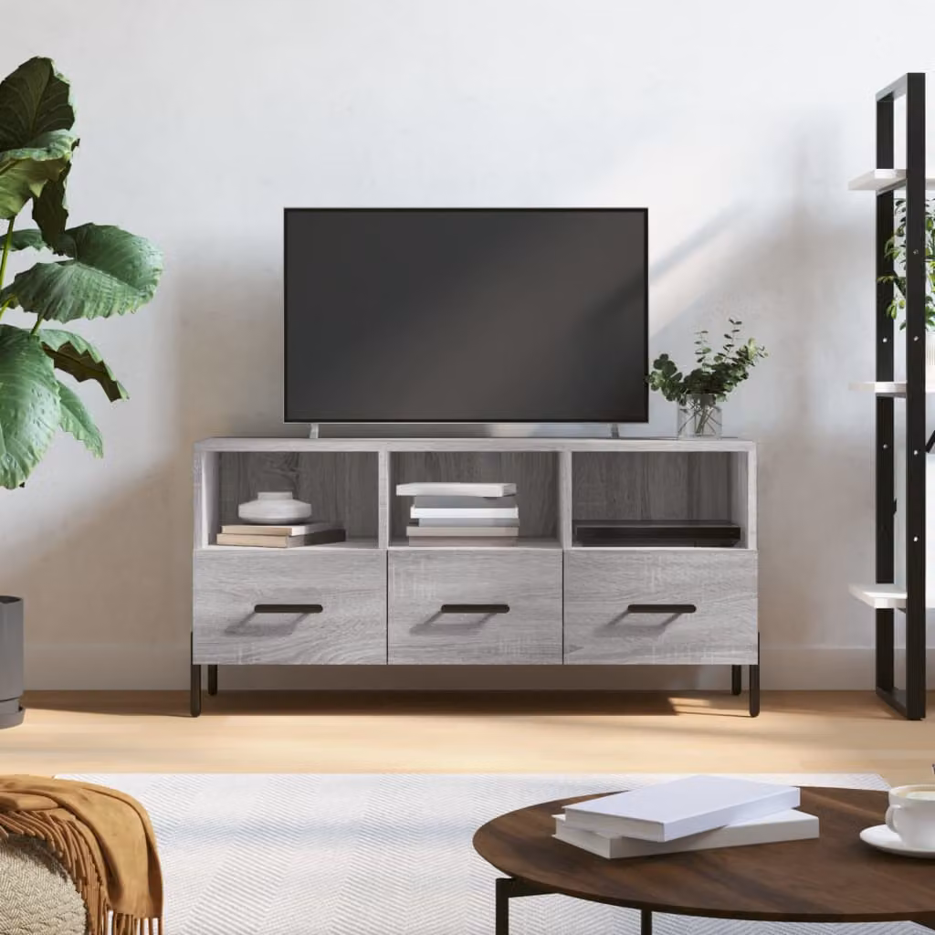 Mobile TV vidaXL in Legno Multistrato e MDF Grigio Sonoma L: 102 cm, P: 36 cm, H: 50 cm
