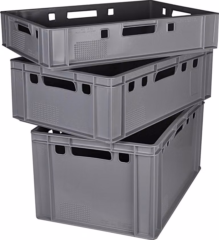 BURI Casse per carne Eurobox per alimenti - Cassa da macellaio in HDPE Cassetta di stoccaggio Vaschetta di plastica Casse di stoccaggio impilabili in plastica