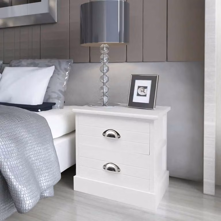 Set di 2 comodini in stile francese vidaXL in legno bianco laccato
