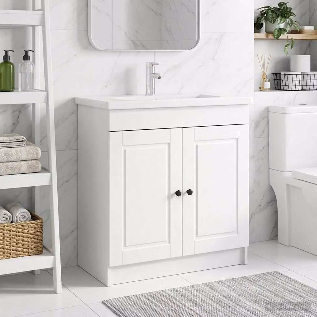 Mobiletto da bagno sotto il lavello vidaXL Bianco L: 78,5 cm, P: 37,5 cm, H: 81 cm