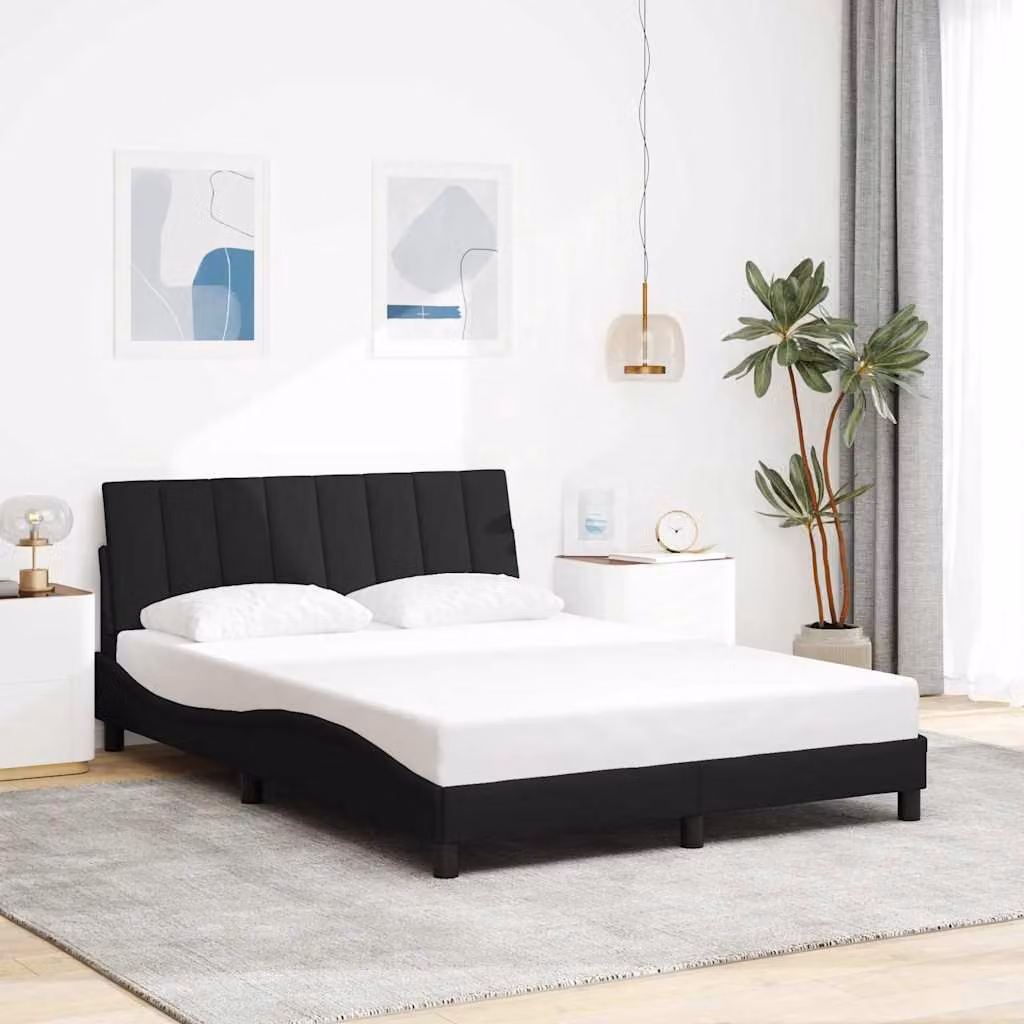 vidaXL Giroletto Hanko senza Materasso in Tessuto Nero 140x190 cm – 1