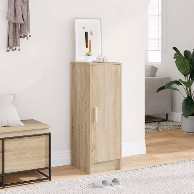 Armadio porta scarpe vidaXL in legno Rovere Sonoma con ante a battente, L/P/H: 32 x 35 x 92 cm