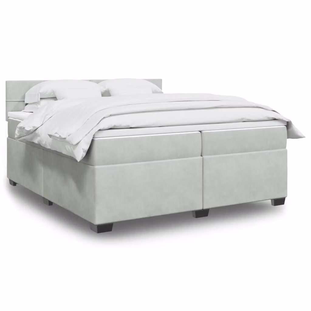 vidaXL Giroletto a Molle con Materasso Ibrido in Velluto Grigio Chiaro L/P: 200 x 200 cm