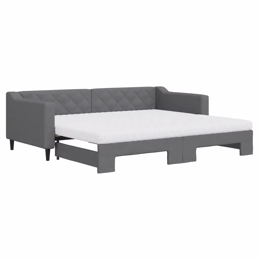 Divano Letto Estraibile vidaXL in Tessuto Grigio con Cassetto per Soggiorno e Camera da Letto L/P: 90 x 200 cm – 2
