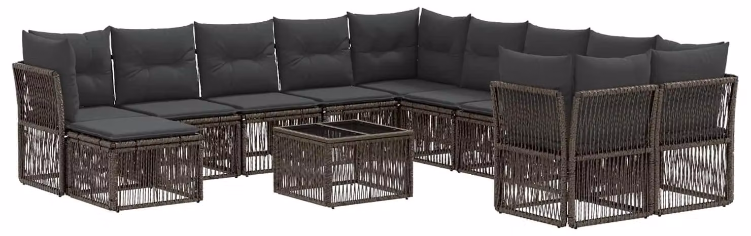 Set Divano da Giardino 12 pcs Grigio polyrattan