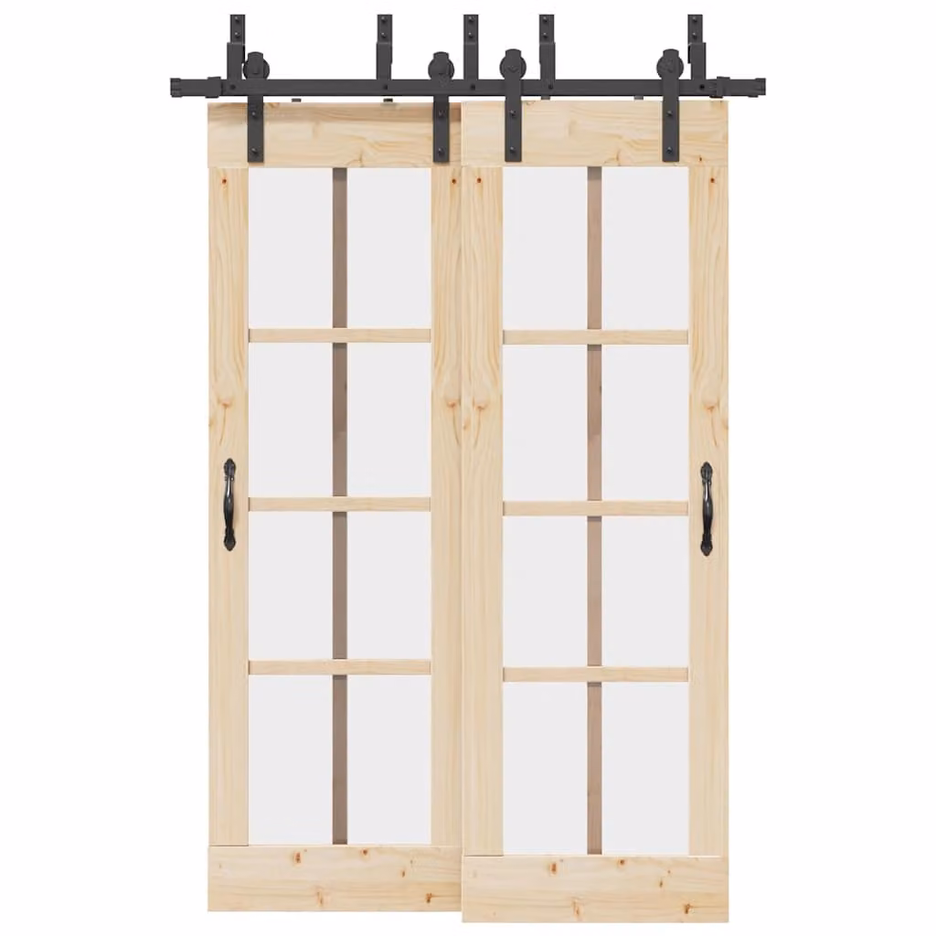 vidaXL Kit di Binari per Porte Scorrevoli in Acciaio Nero Opaco, Lunghezza: 152,5 cm