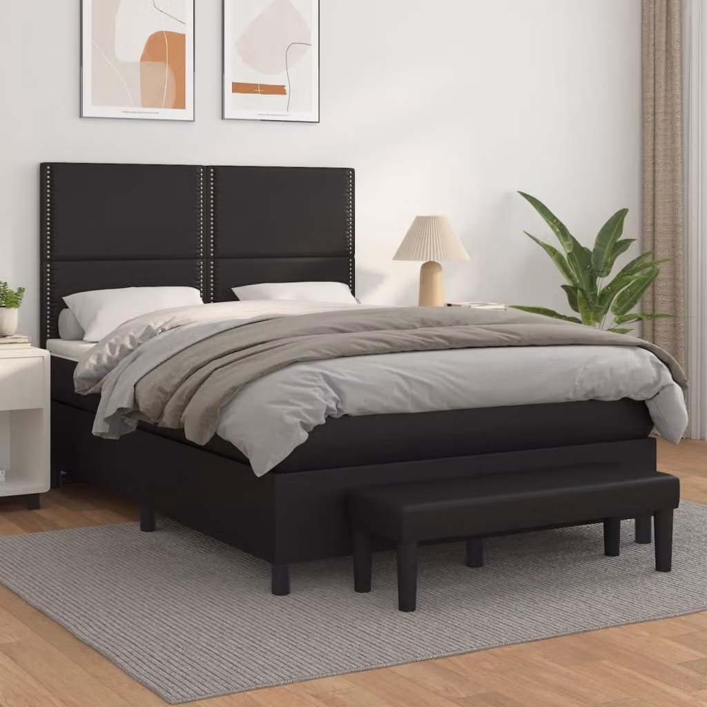 Maison Exclusive - Letto boxspring con materasso nero 140x200 cm in ecopelle