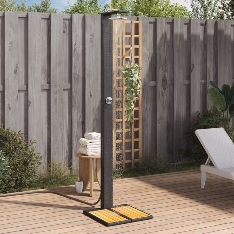 Maison Exclusive - Doccia da giardino nera 50x55x224 cm in rattan sintetico e legno di acacia