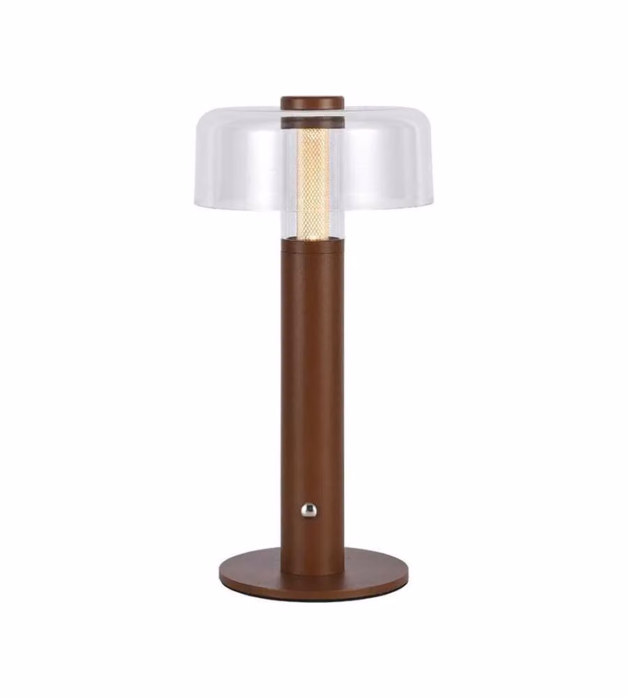 V-TAC Lampada LED da Tavolo Ricaricabile USB-C con Touch Dimmerabile, Colore Marrone Sabbia e Bianco Trasparente, 1W, 3000K