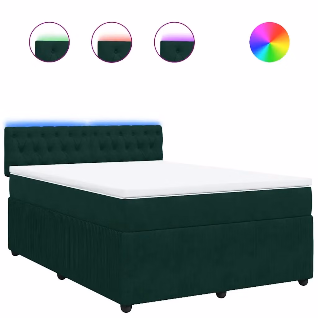 Letto Ibrido con Materasso e Struttura in Velluto Verde Scuro vidaXL L/P: 140 x 200 cm – 2