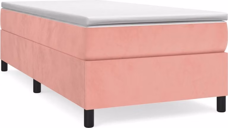 Giroletto a Molle con Materasso Rosa 90x190 cm in Velluto