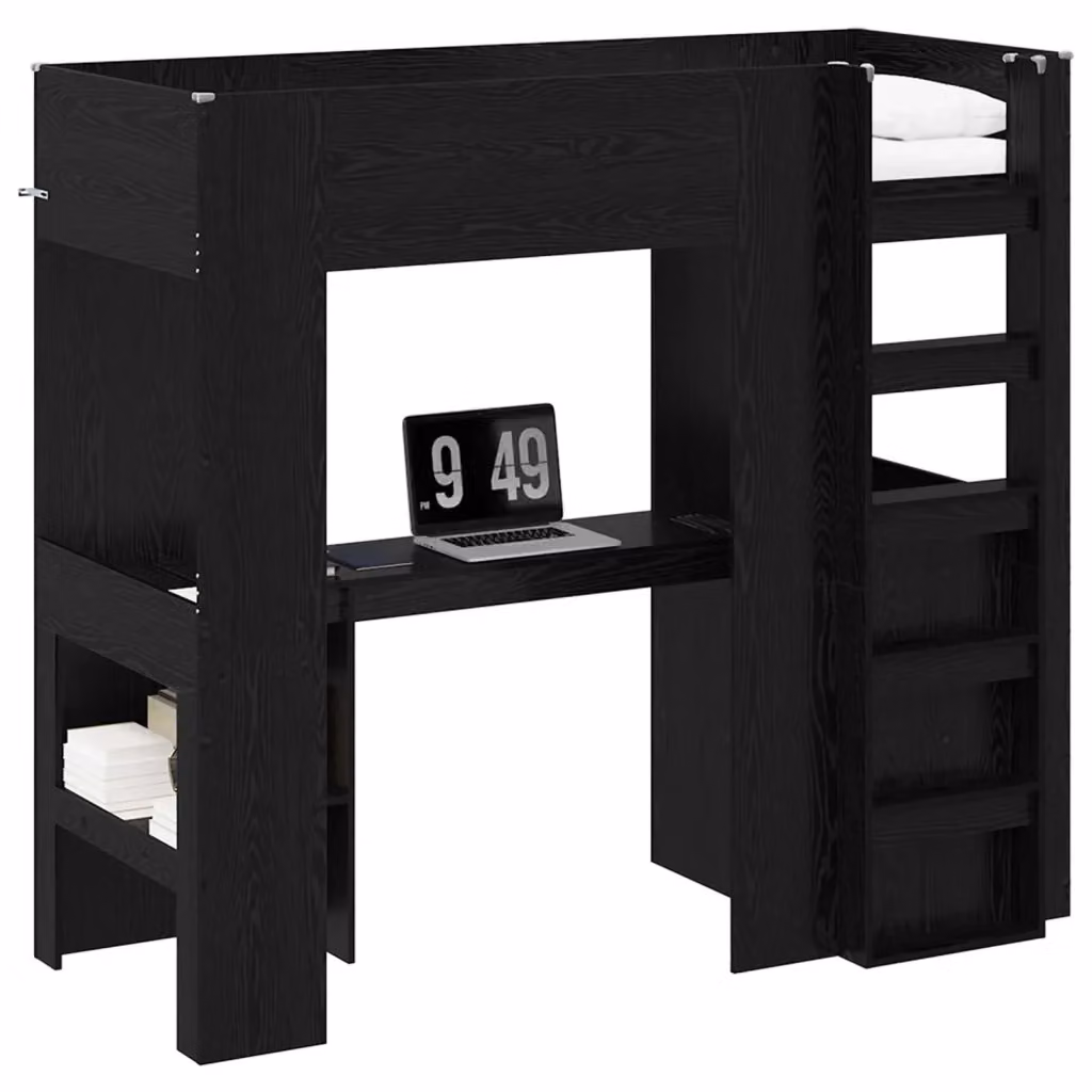 vidaXL Struttura letto a castello con scrivania in legno Rovere e Nero, L/P/H: 193 x 80 x 175 cm – 2