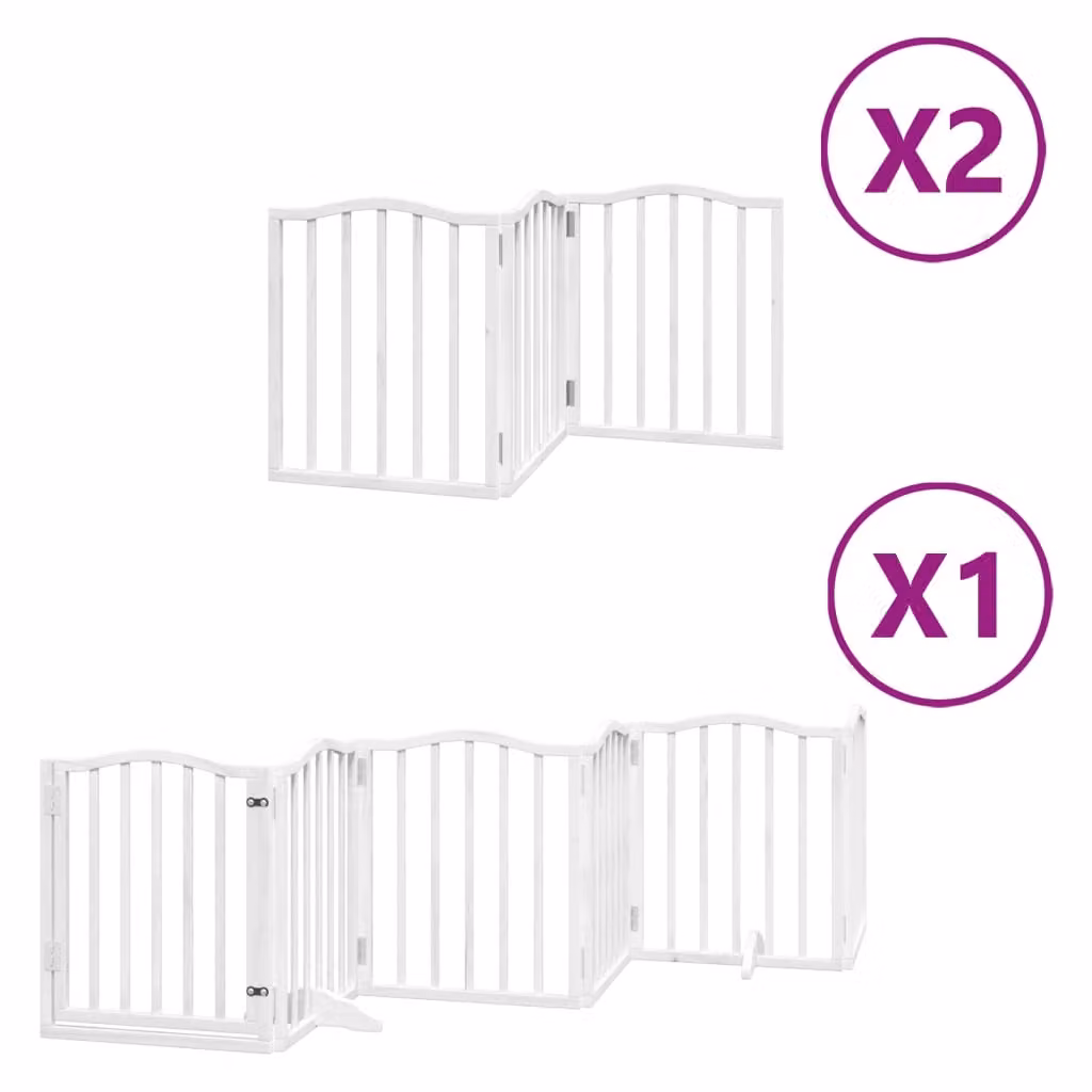 Cancello Cani Porta Pieghevole Bianco 12 Pannelli 600 cm Pioppo