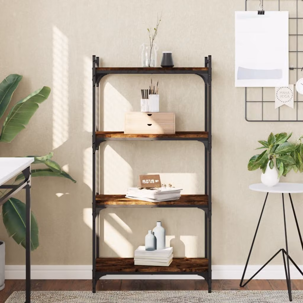Libreria a 4 Ripiani vidaXL in Stile Industrial, Colore Marrone, L 60 cm x P 30 cm x H 120 cm