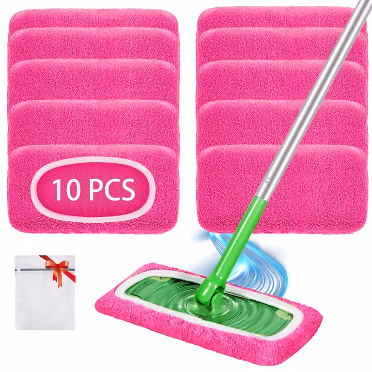 10 panni in microfibra riutilizzabili, rosa, per Swiffer