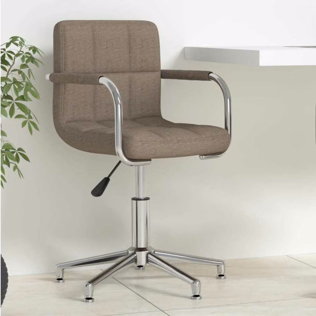 Sedia da ufficio girevole moderna vidaXL in tessuto beige e grigio con braccioli
