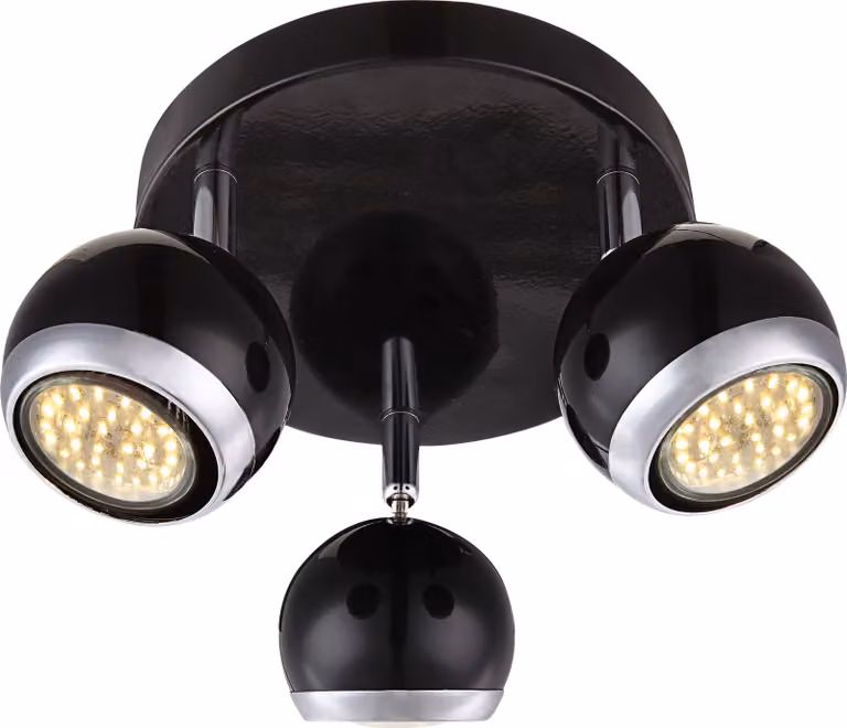 Lampada da soffitto Globo Oman, cromata, con 3 attacchi GU10; codice prodotto: 57884-3
