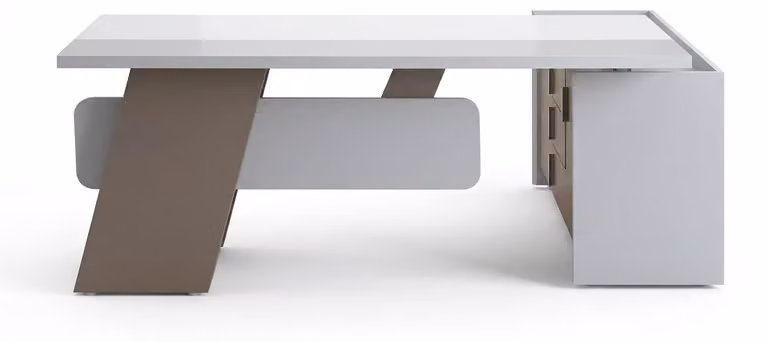 Scrivania rettangolare grigia, scrivania di design in legno, ideale per lo studio