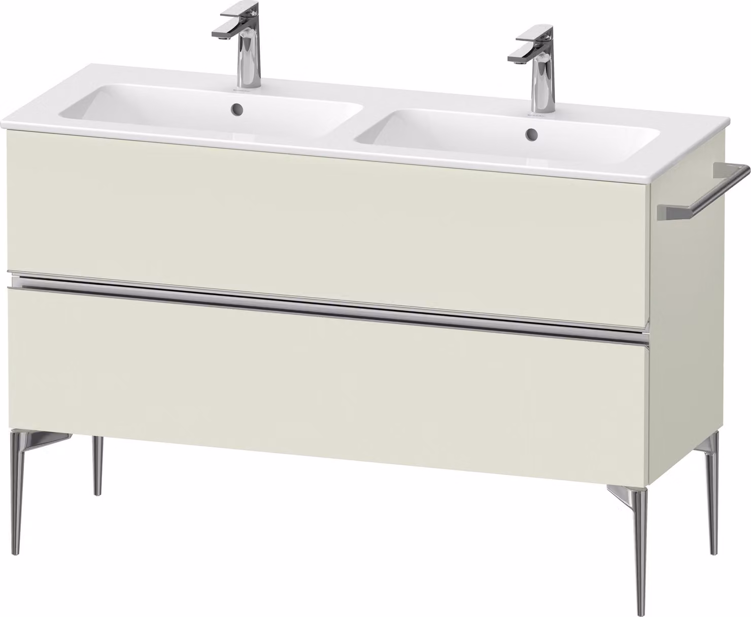 Duravit Sivida bâti-support pour lavabo, 2 tiroirs, poignée profilée chromée, 1280x477x591mm, pour ME by Starck, SV4647010HH0000, SV4647010HH0000