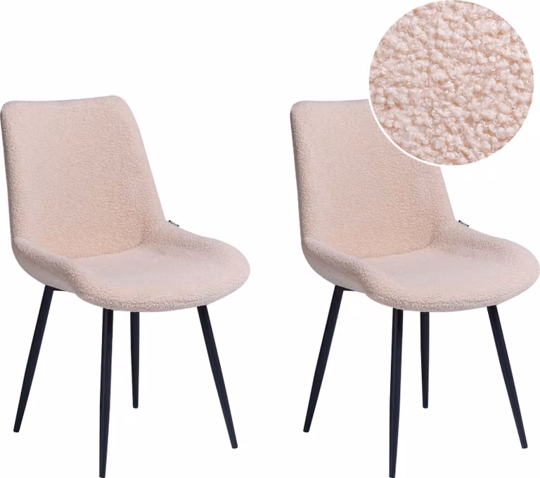 BELIANI Set di 2 sedie da pranzo con rivestimento in velluto beige schienale alto senza braccioli gambe in metallo nero design moderno