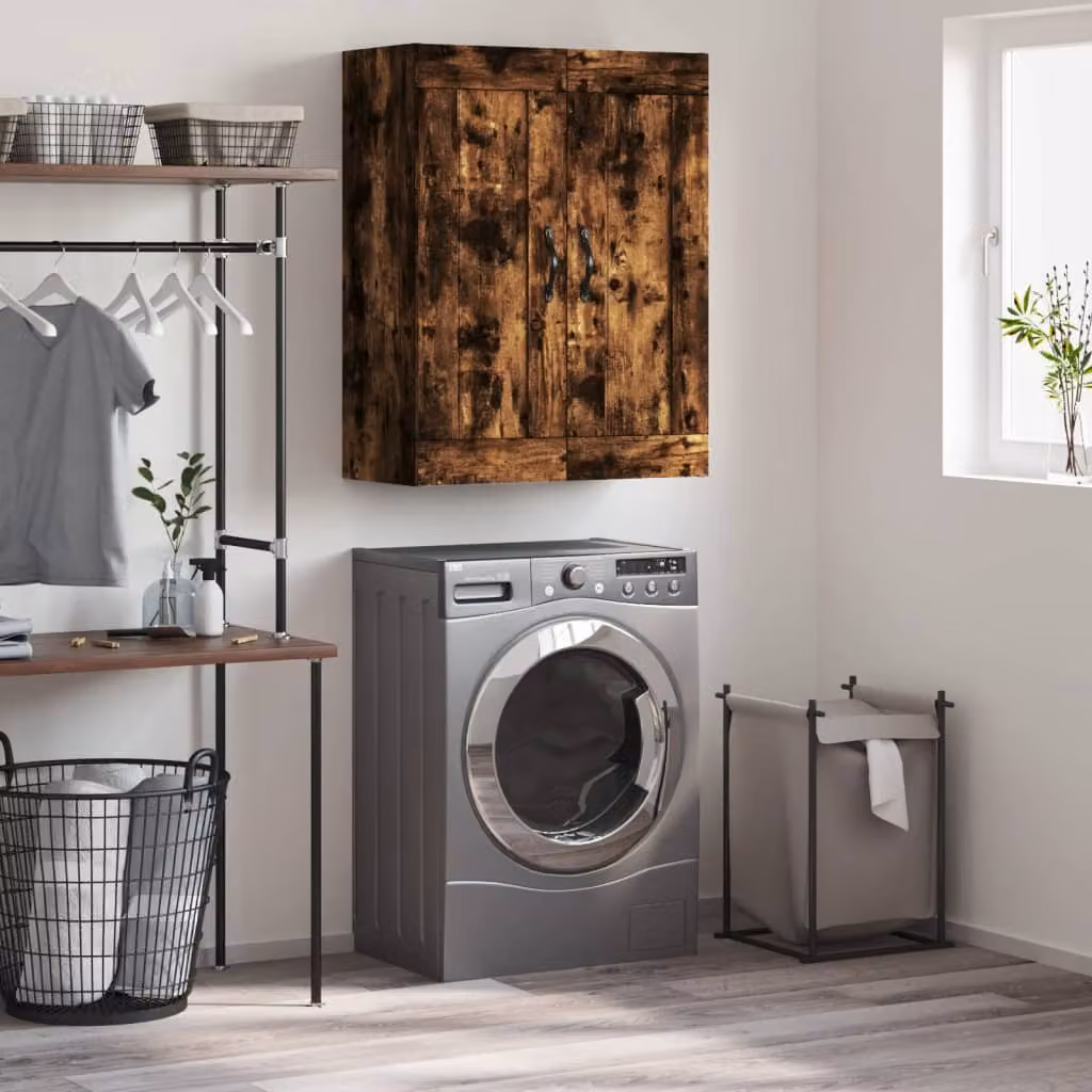 Mobile a parete vidaXL in legno Rovere Fumo, L: 69,5 cm, P: 34 cm, H: 90 cm