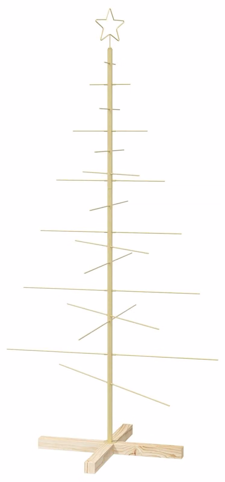 Albero di Natale in metallo con supporto, modello KUOPIO, 150 cm, acciaio dorato
