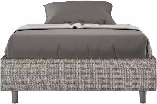 Letto Sommier imbottito 1 piazza e mezza 120x190 cm tessuto Labirinto Azelia - Senza rete,Grigio
