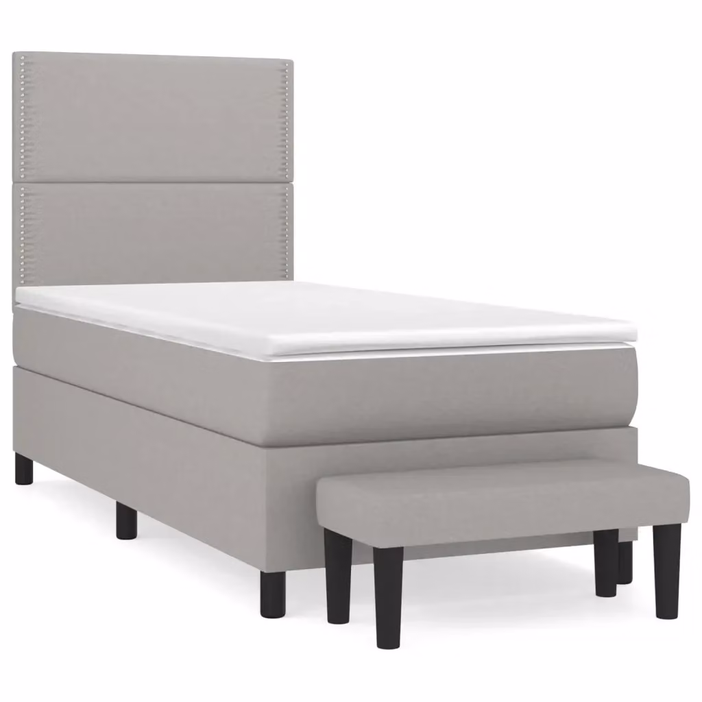 Letto Ibrido con Giroletto a Molle e Materasso vidaXL in Tessuto Grigio e Bianco L/P/H: 203 x 90 x 128 cm – 2