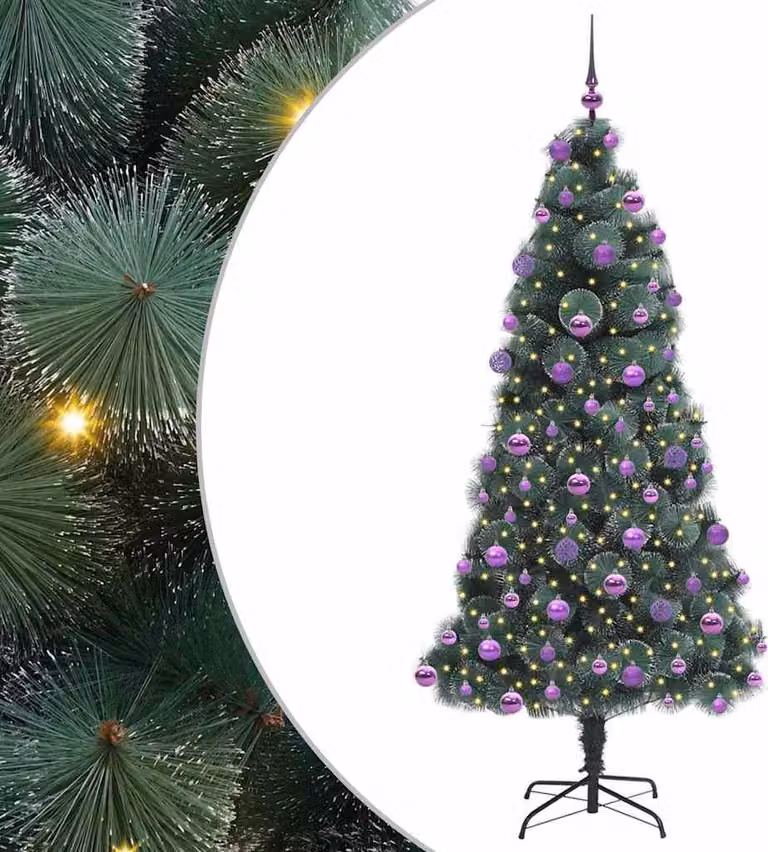 Albero di Natale artificiale pre-illuminato con set di palline