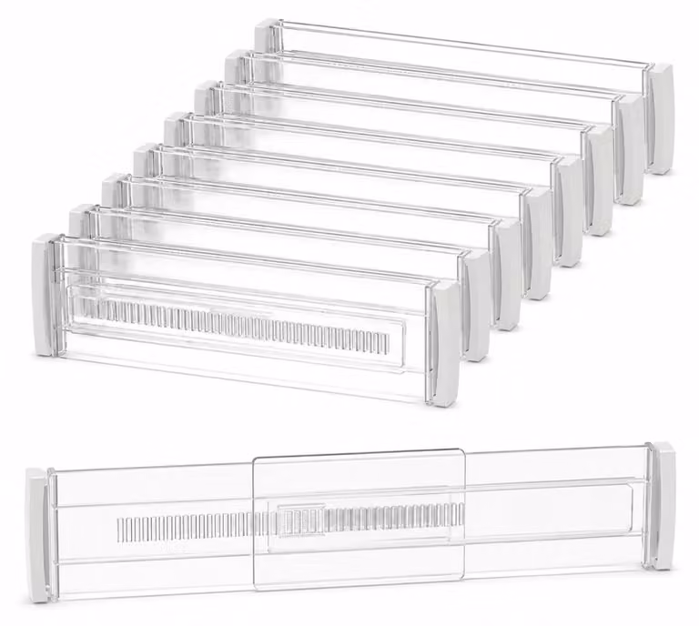 Omgoods - Set di 8 divisori regolabili per cassetti - Flessibili e pratici