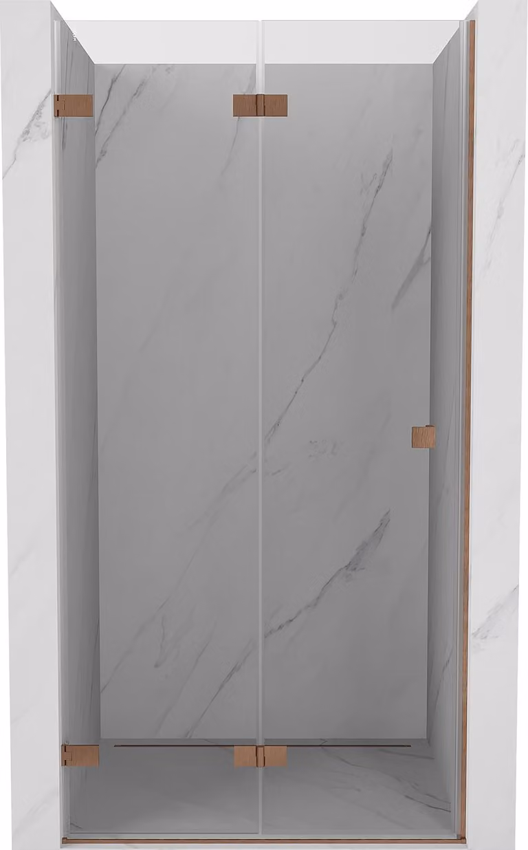 Mexen Lunar-F porta doccia pieghevole sinistra 60 cm, trasparente, rame spazzolato - 836-060-000-65-00-L