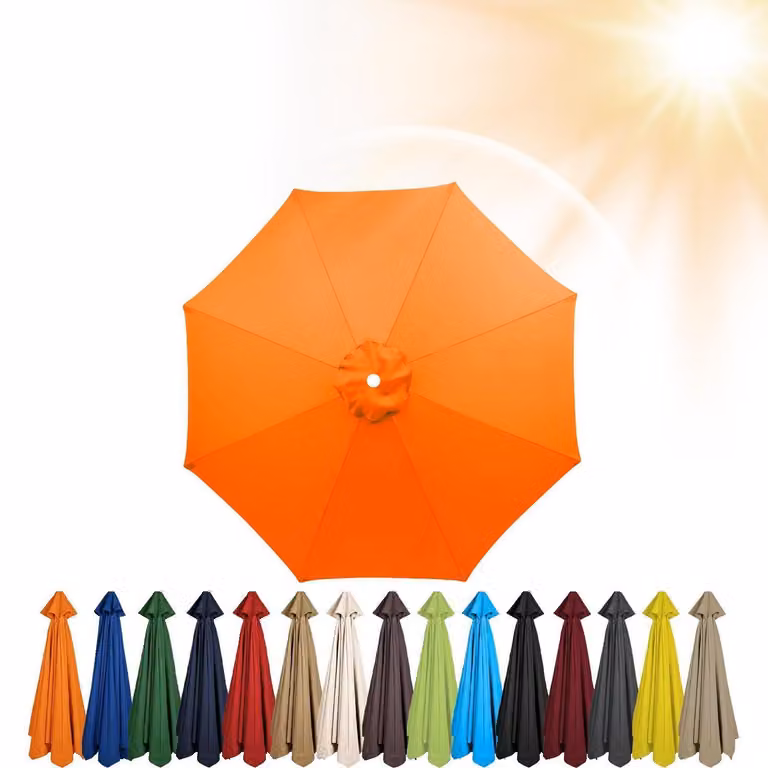 Copertura di ricambio per ombrellone, diametro 280 cm, colore arancione, 8 stecche, protezione UV, resistente al vento, in poliestere