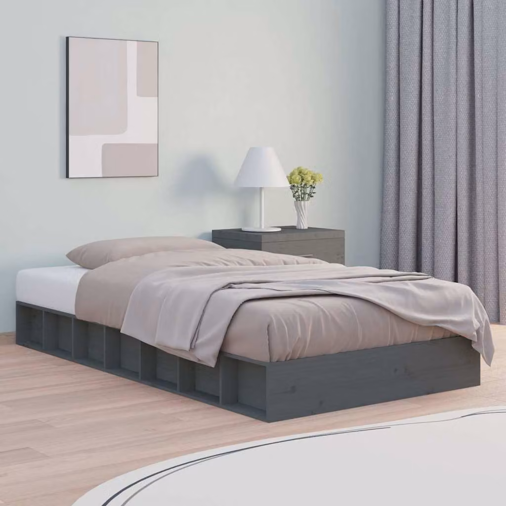 Giroletto vidaXL in legno massello di pino grigio, dimensioni 75 x 190 cm